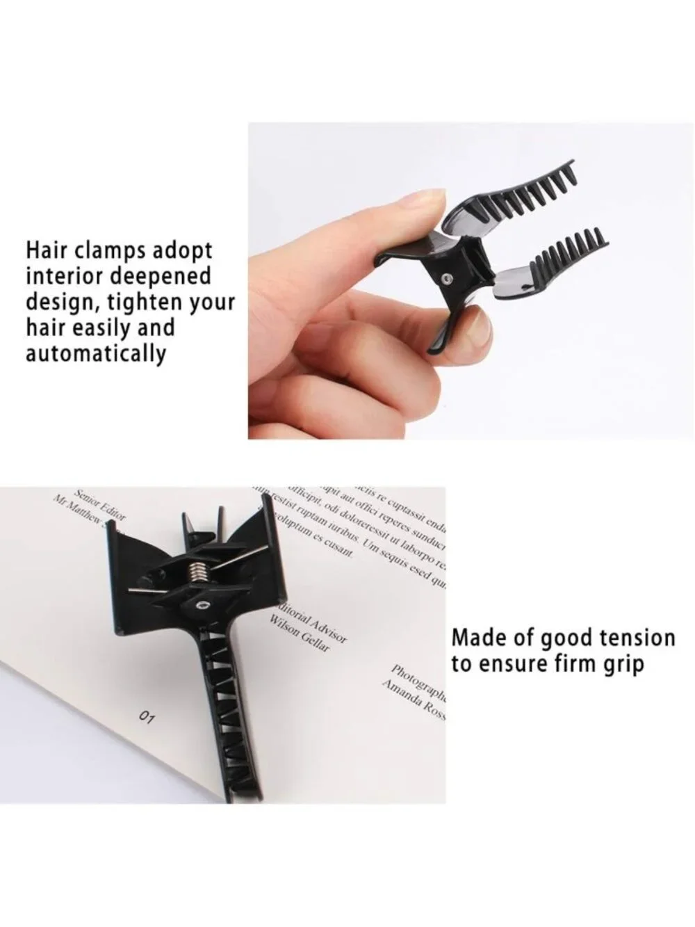 Stylish Black Butterfly Hair Clips - Pro Salon Clamps for Cutting & Styling Hair